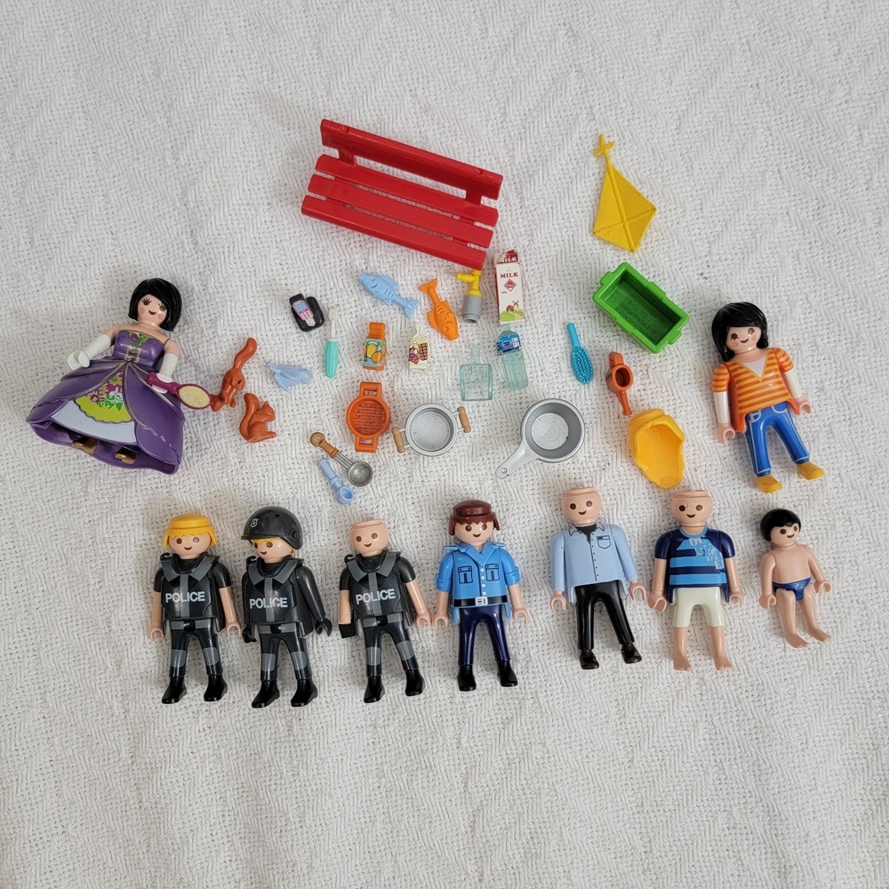 Playmobil Assorted Figures And Accessories Lot Police Animals Food Princess